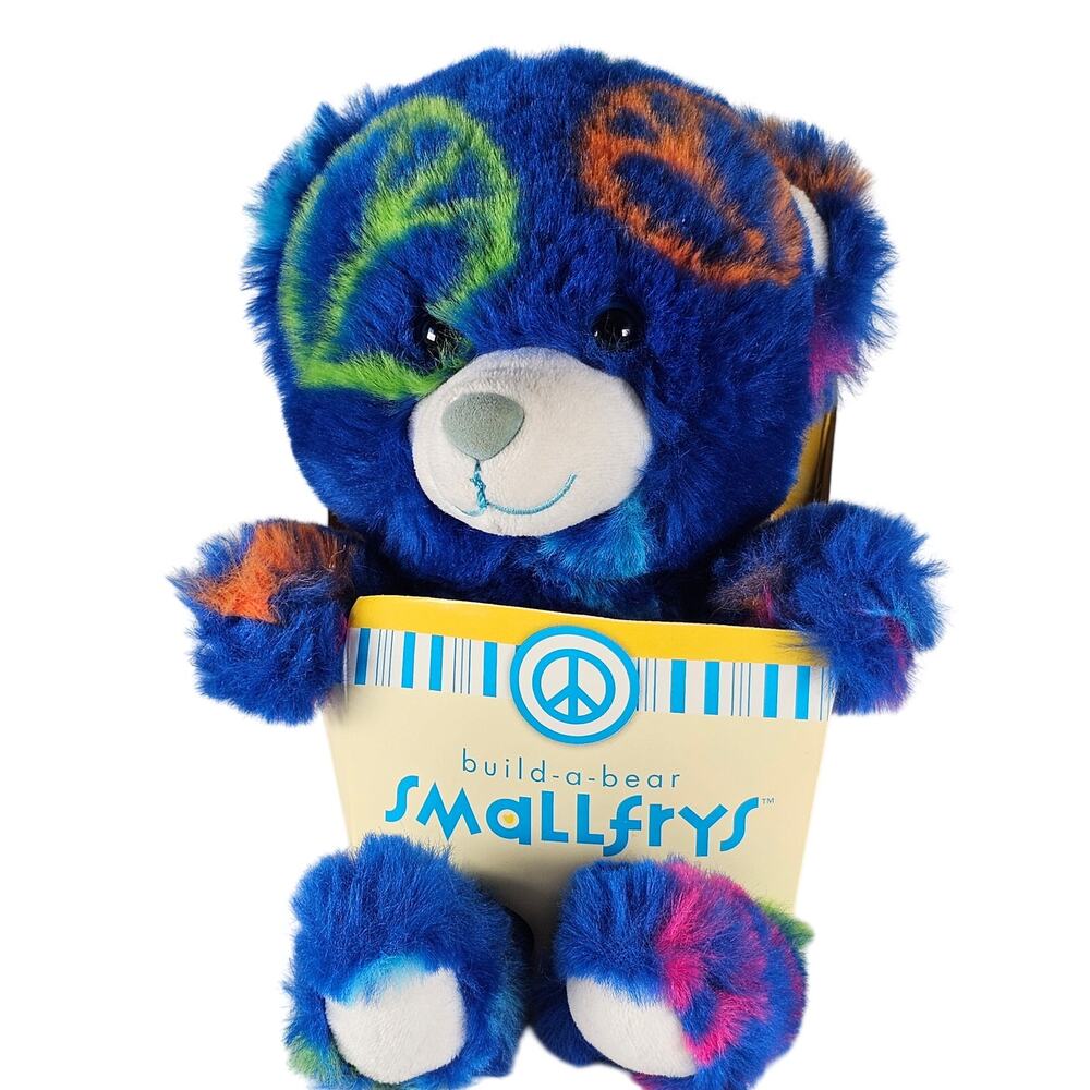 Build-A-Bear Smallfrys Peace Bear 7" Plush Stuffed Animal w Box Code Unused 2010